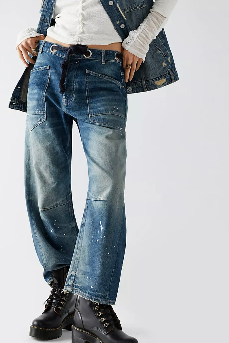 Moxie Low Slung Pull-On Barrel Jeans
