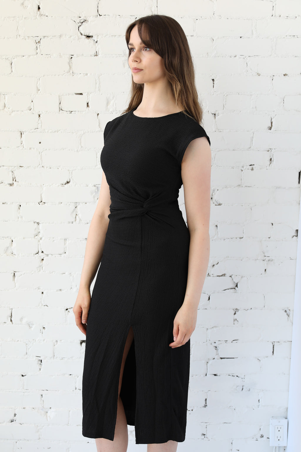 Day To Night Crepe Knit Midi Dress