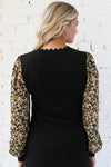 AVERY RAYNE </br>Floral Woven Sleeve Contrast Top