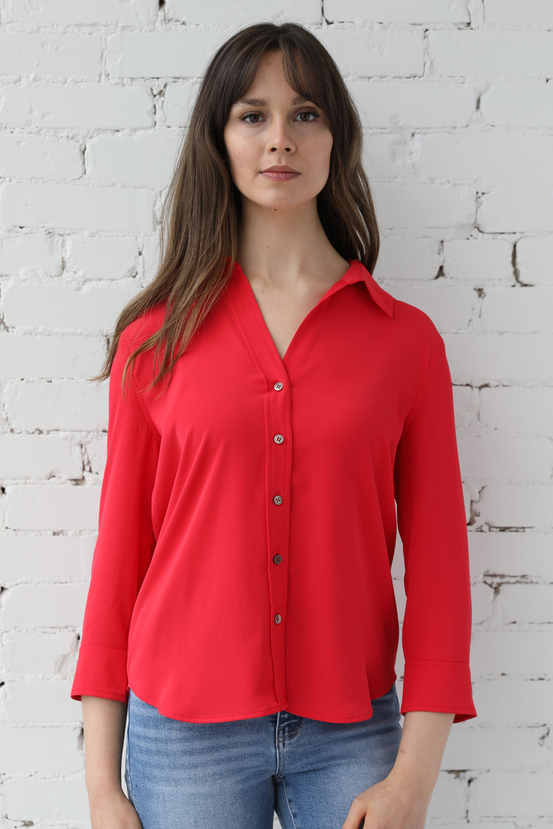 3/4 Sleeve Mya Button Down Shirt