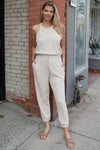 MARLEE </br>Linen Sleeveless Open Back Jumpsuit