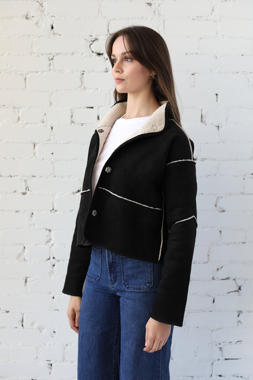 Faux Suede Sherpa Lined Jacket