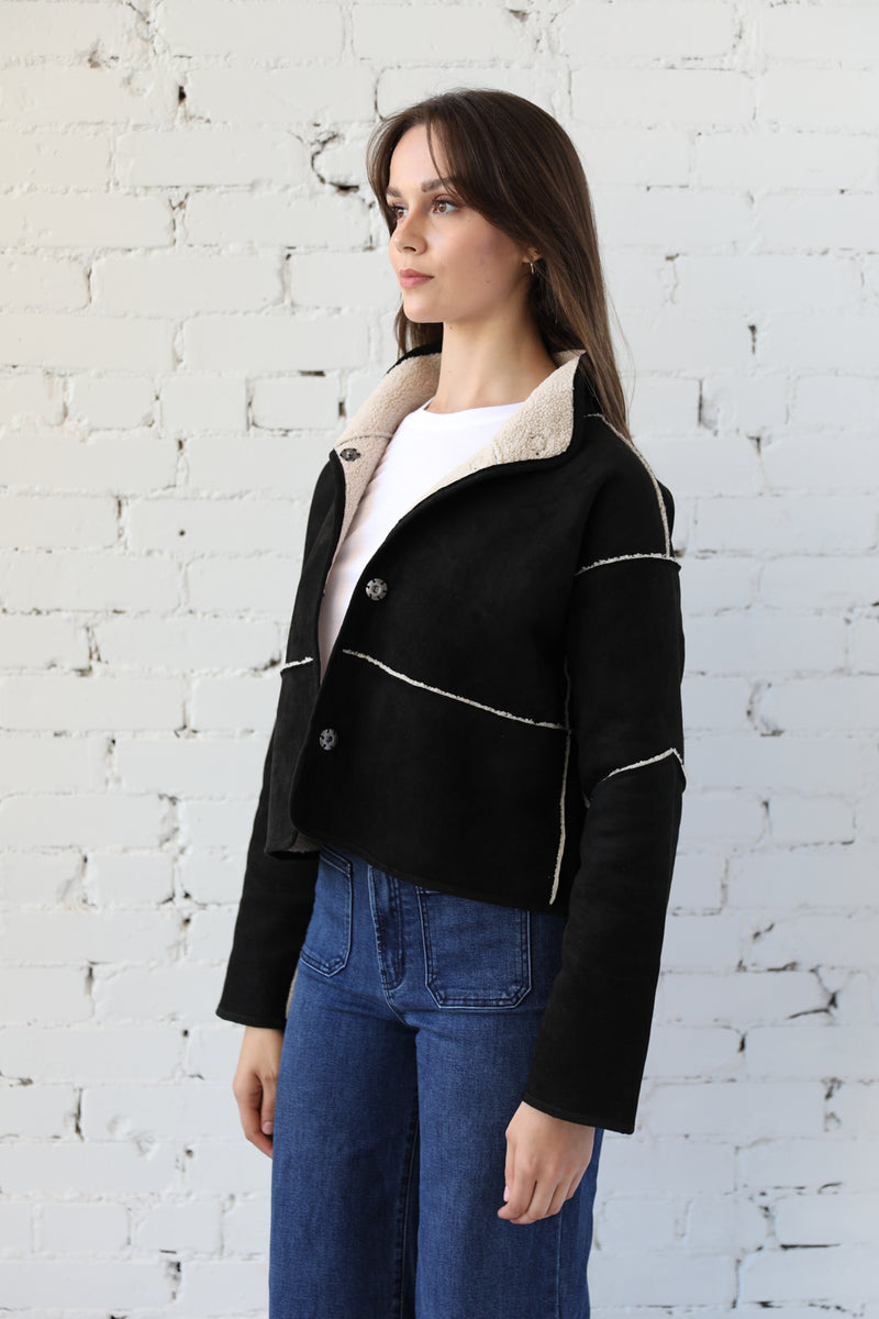 Faux Suede Sherpa Lined Jacket