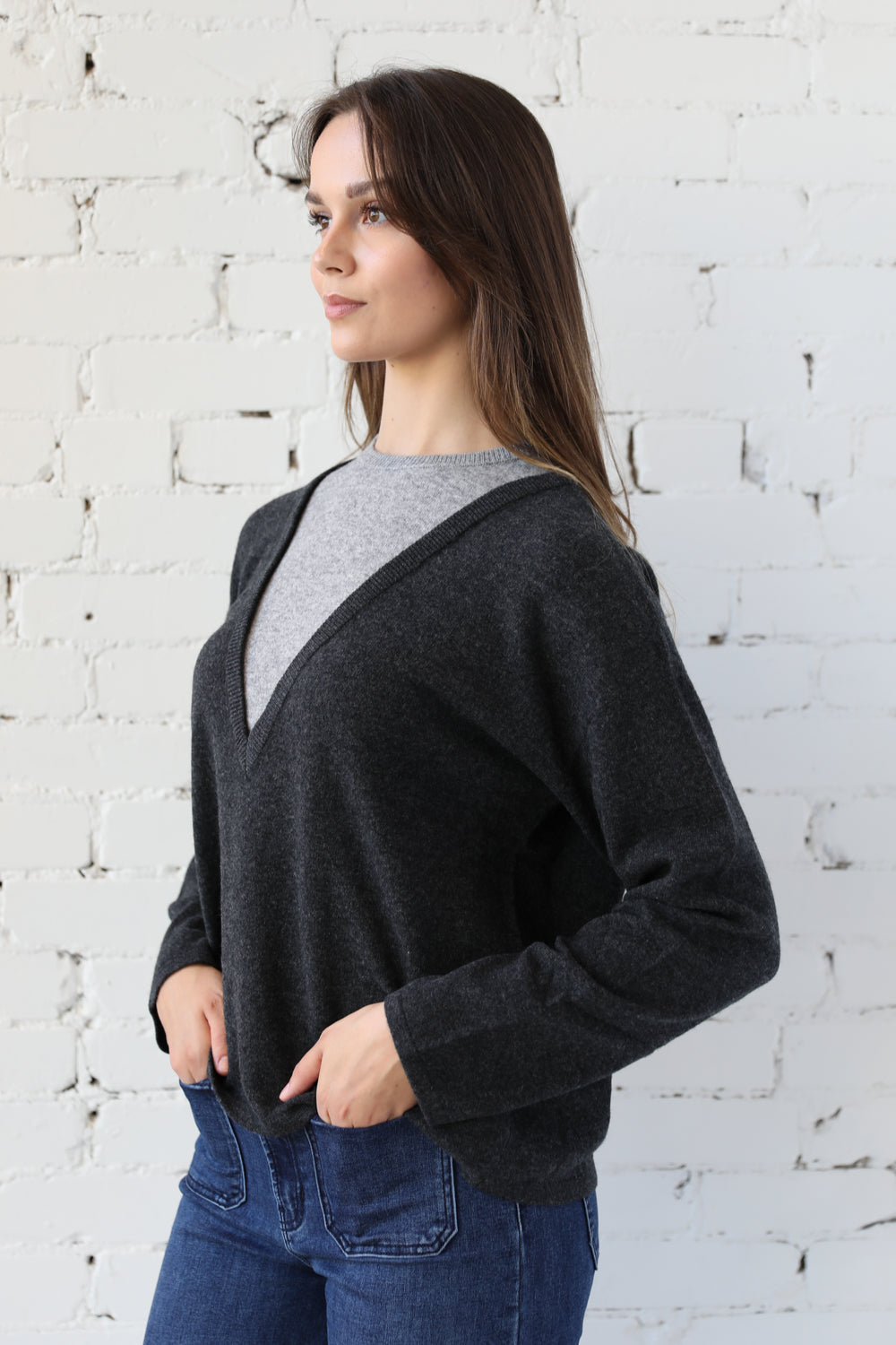 Favorite Layered Deep V Pullover