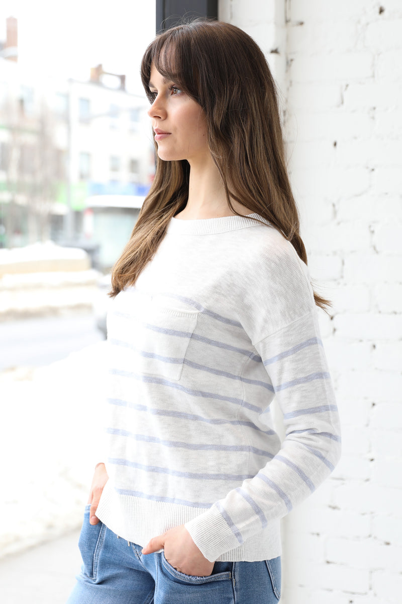 Lightweight Striped Front Pocket Knit