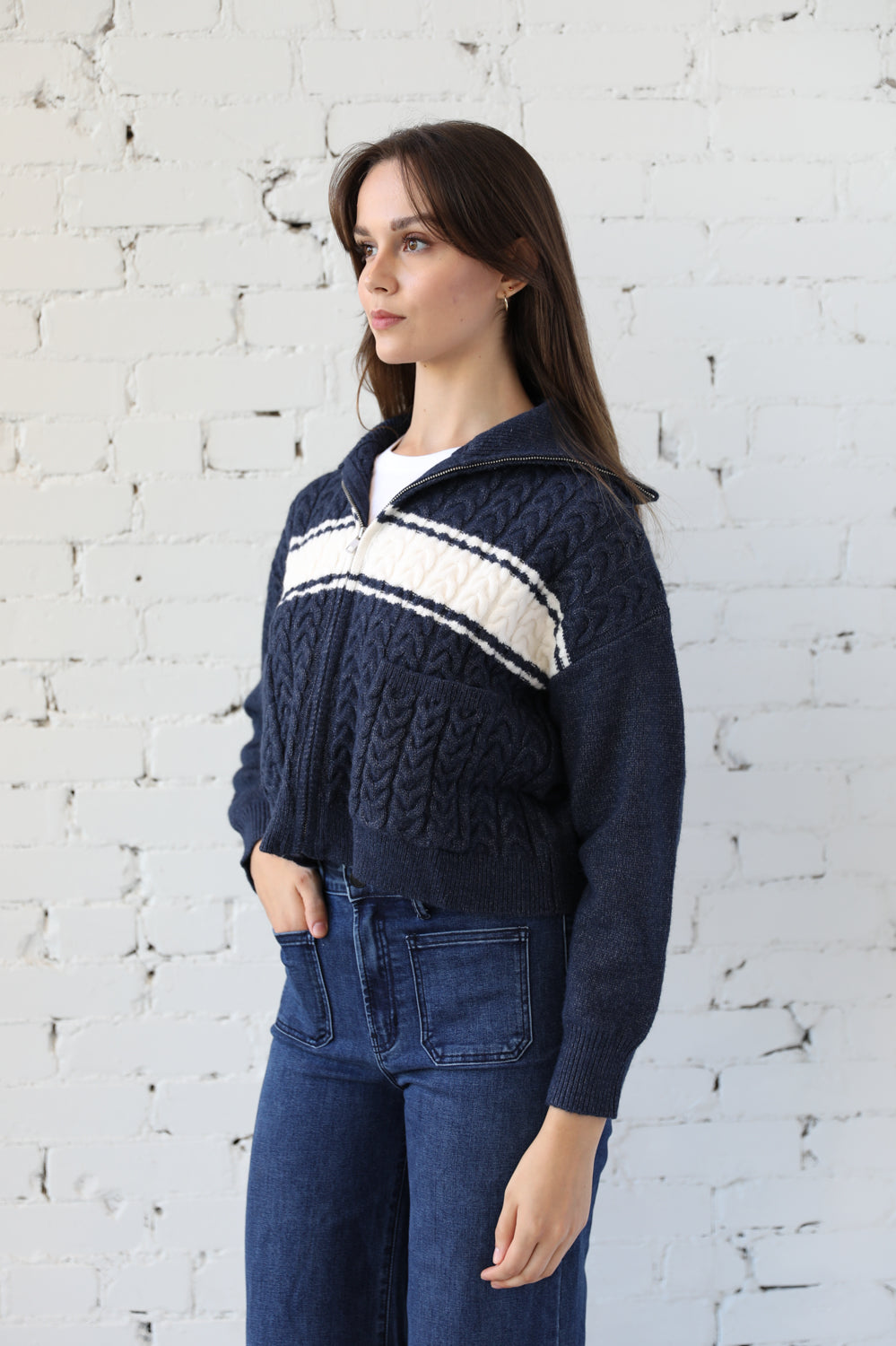 Zip Front College Cardi