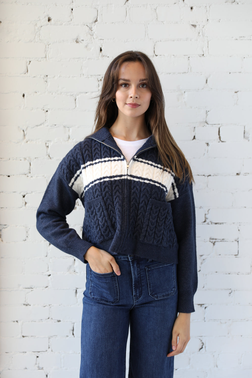 Zip Front College Cardi