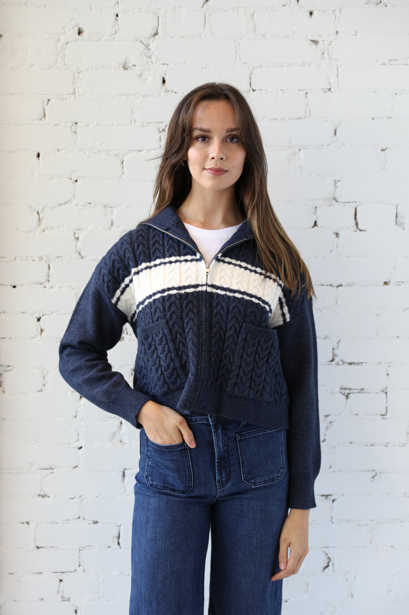 Zip Front College Cardi
