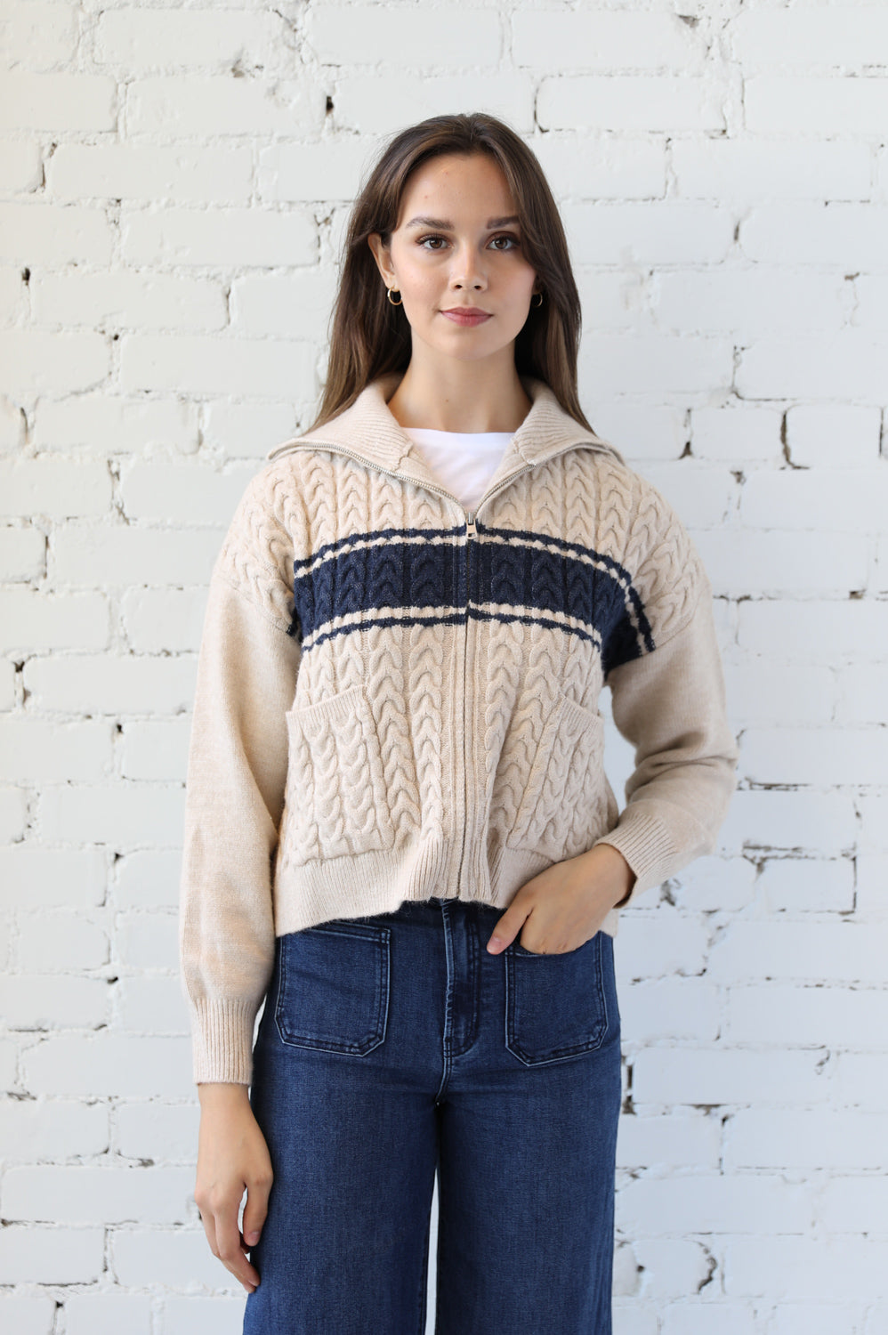 Zip Front College Cardi