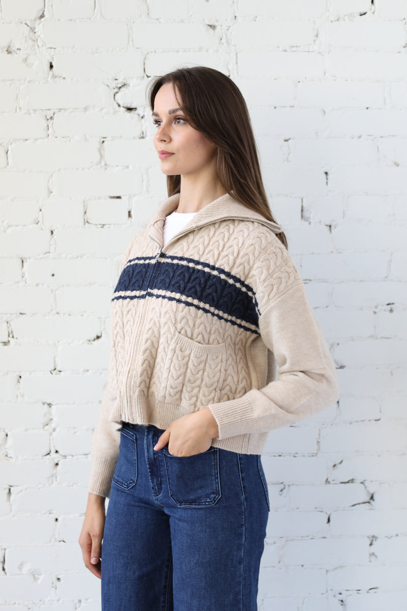 Zip Front College Cardi