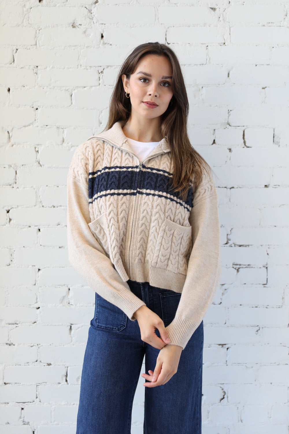 Zip Front College Cardi