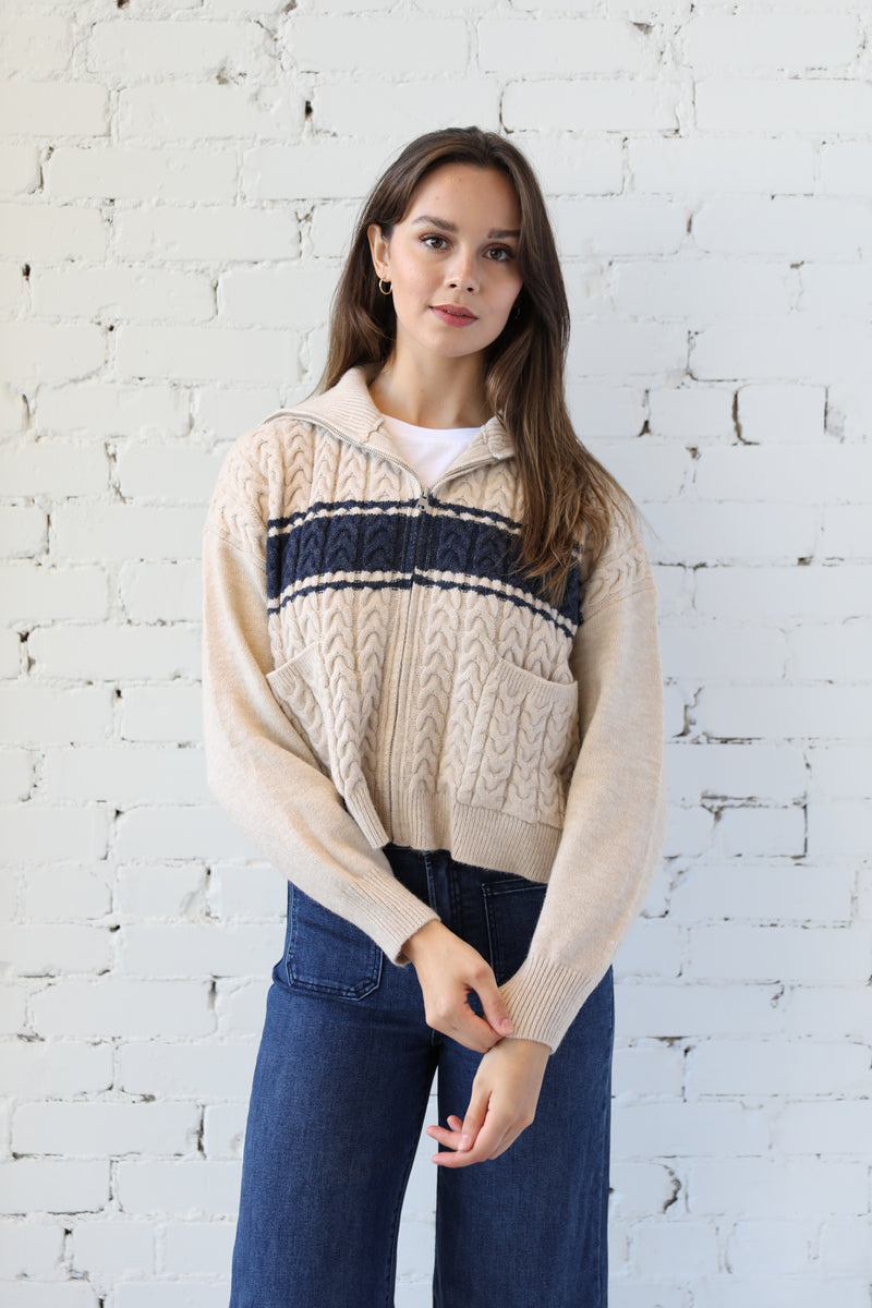 Zip Front College Cardi