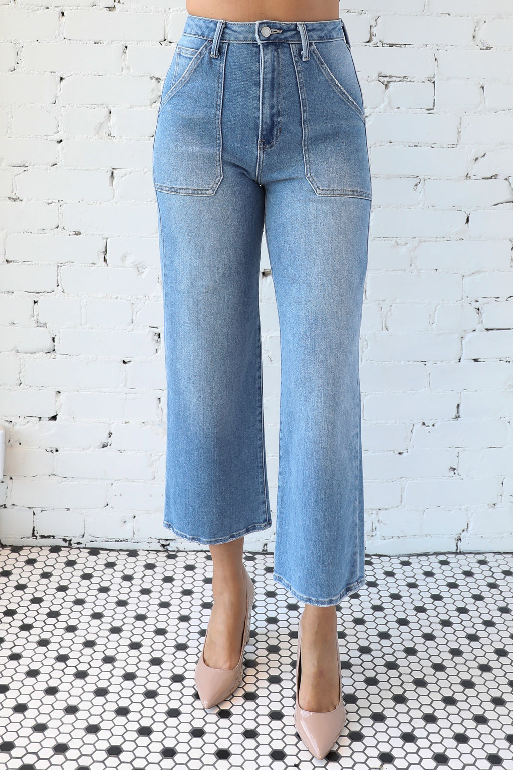 JUST BLACK </br>High Rise Cargo Pocket Wide Leg