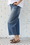 Denim Barrel Jean With Cut off Seams