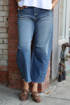 Denim Barrel Jean With Cut off Seams