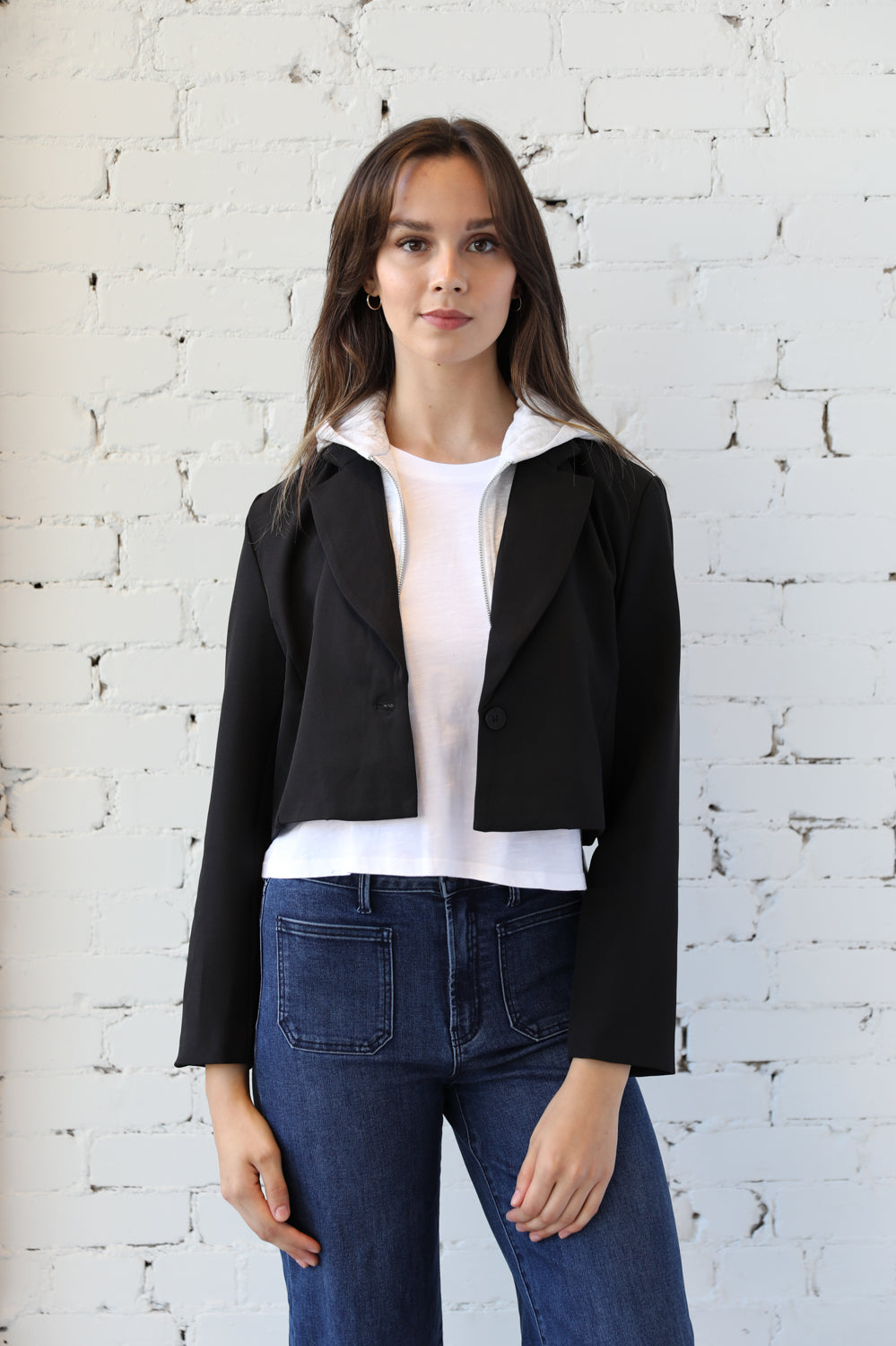 Acquire Hooded Crop Blazer