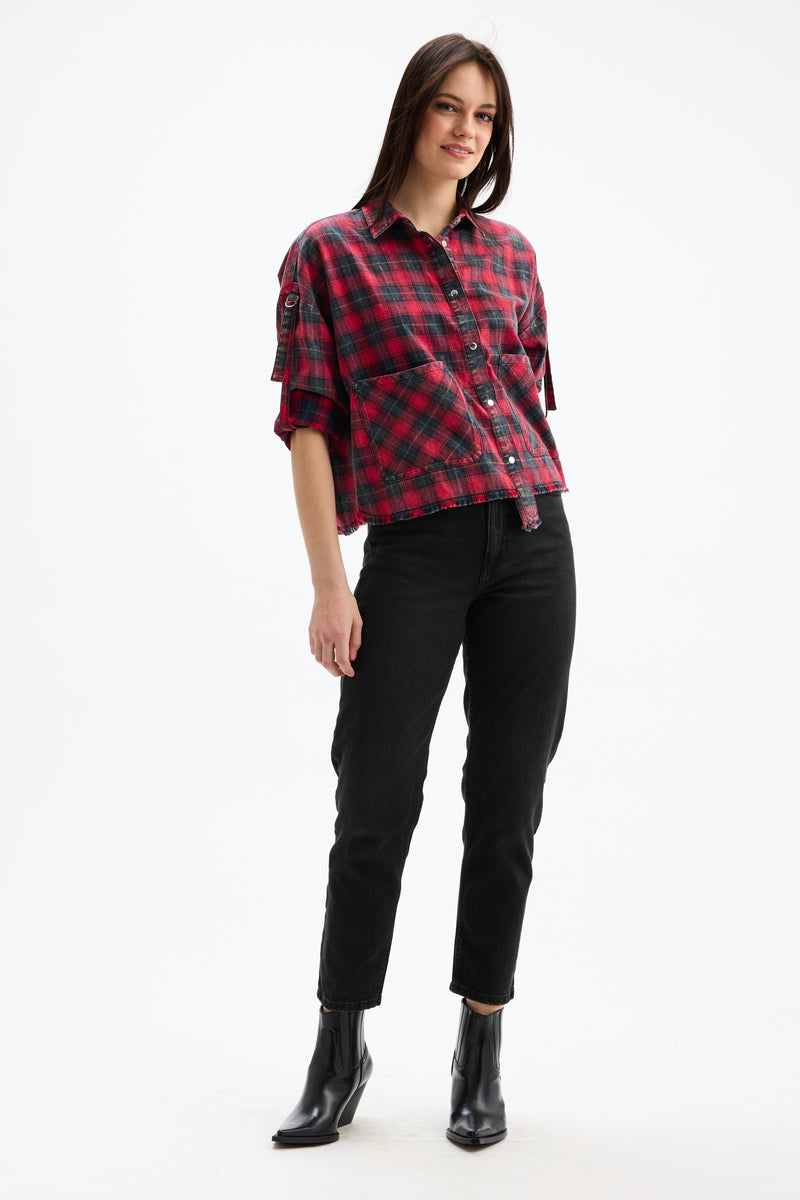 CHRLDR </br>Jojo Rolled-Up Sleeve Plaid Shirt
