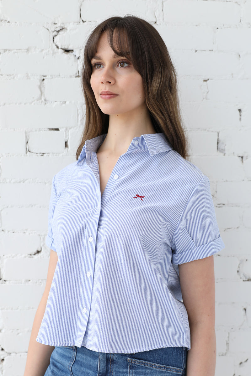 Beau Short Sleeve Stripe Button Down