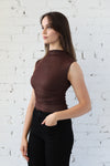 Edit Shimmer Ribbed Knit Shell