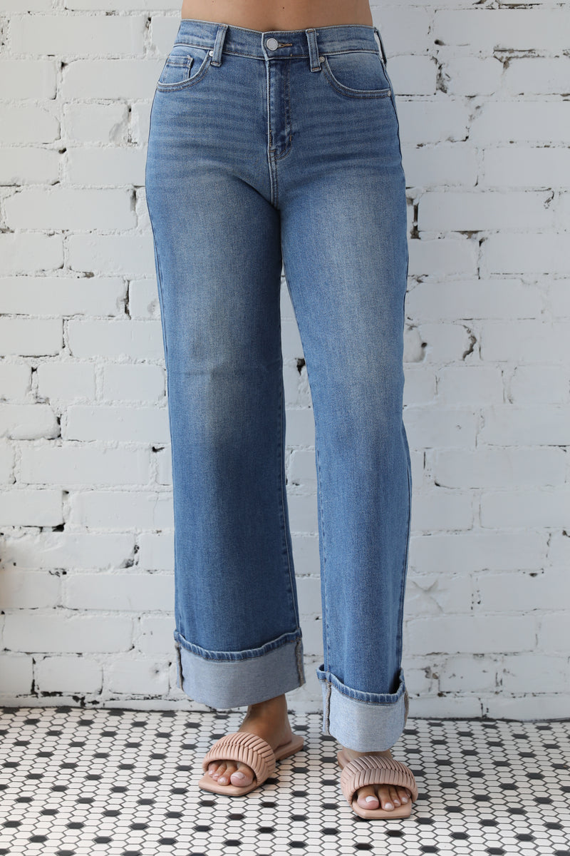 Denim Cuffed Palazzo