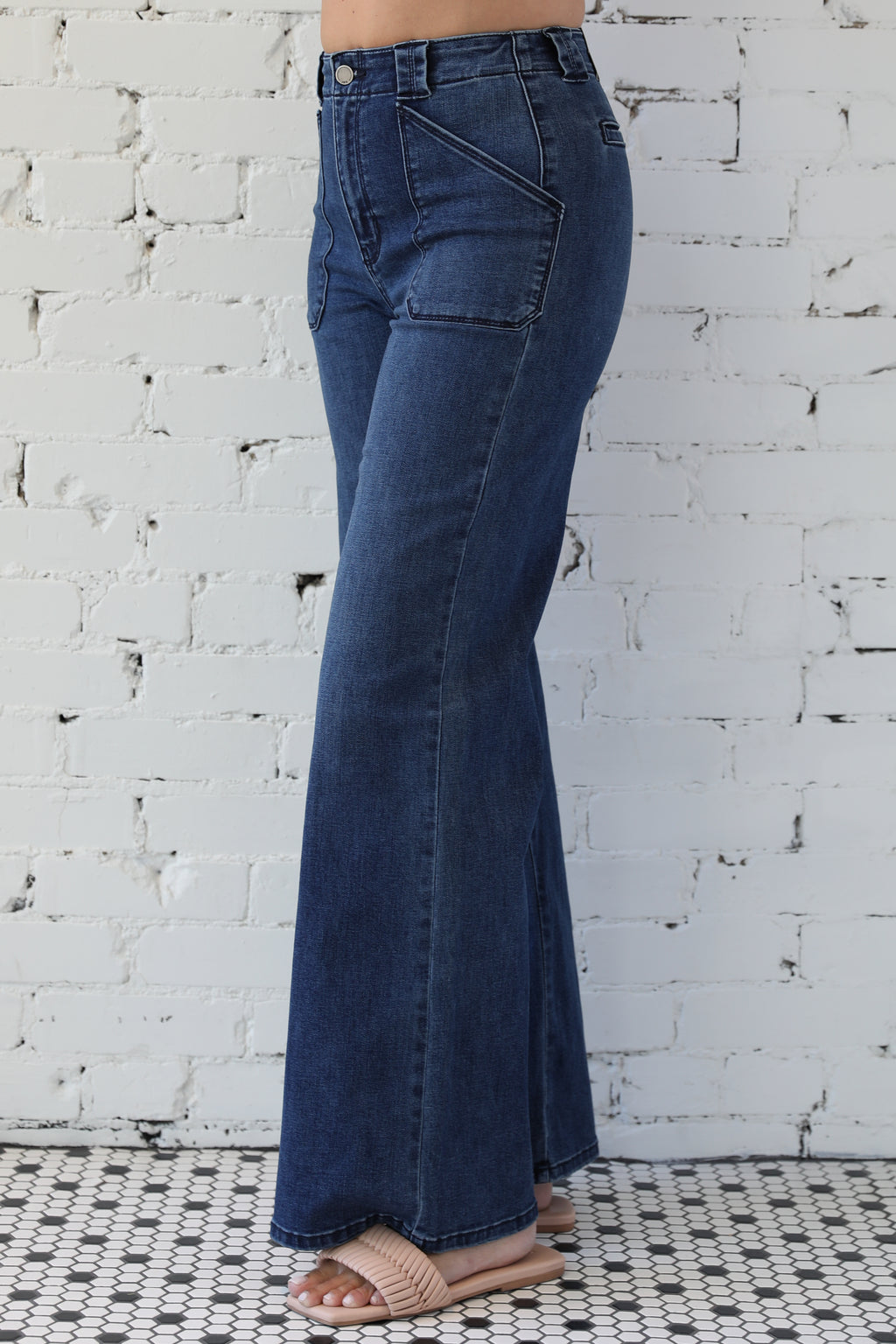 Patch Pocket Wide Leg Flare