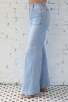 Denim Patch Pocket Wide Leg Flare