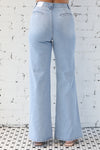 Denim Patch Pocket Wide Leg Flare