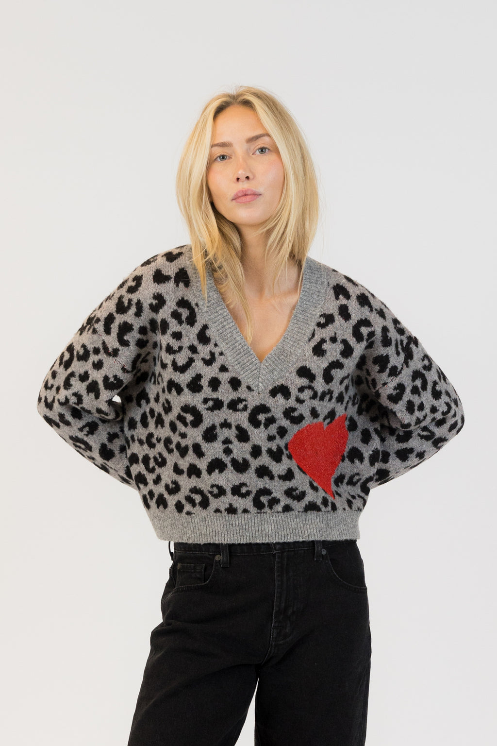 Etta Animal V-Neck Pullover