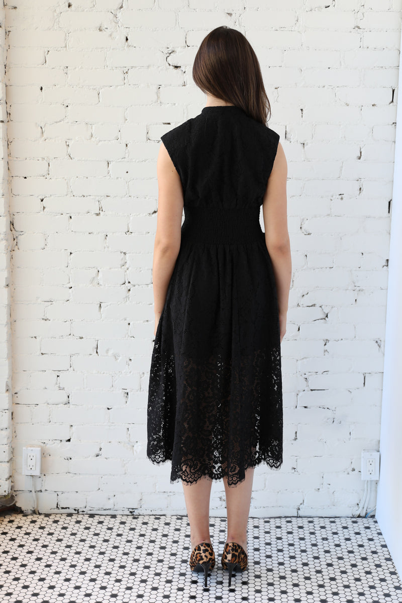 Zip Sleeveless Lace Dress