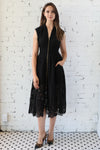 Zip Sleeveless Lace Dress