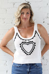 Sleeveless Knit Top Heart Contrast