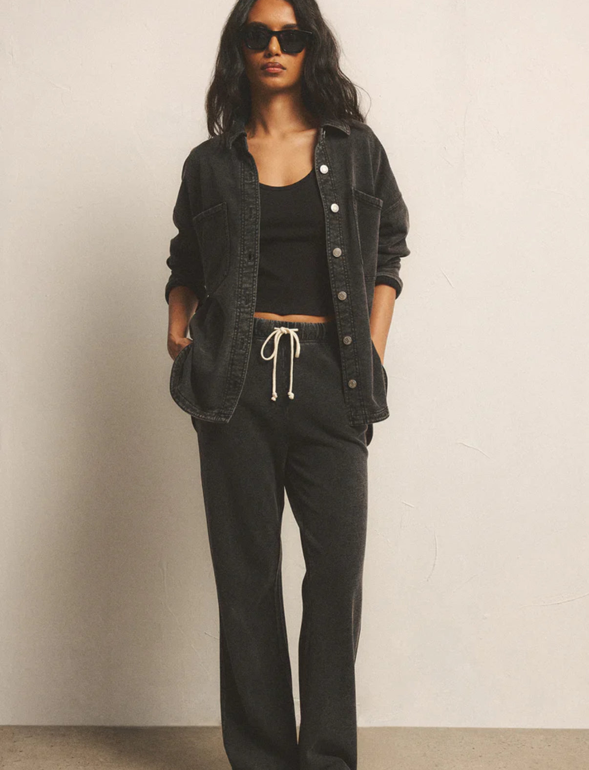 ★ PRENDA★ PRDA VELOUR WIDE PANTS BLACK PRTVSSPT12WC6 cn56850546.jpg