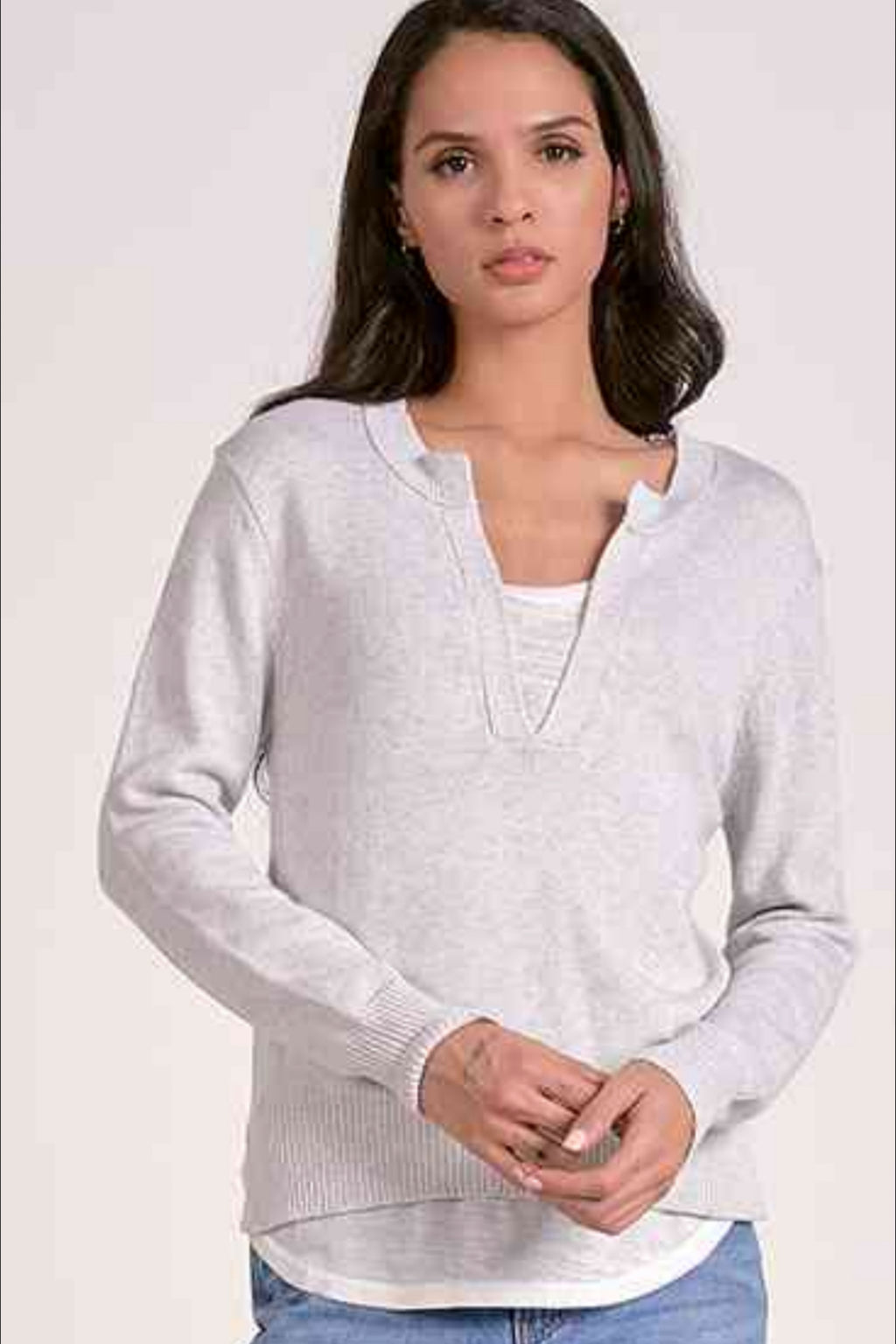 V-Neck Layered Knit Top
