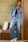 Denim Fleece Wide Leg Pant