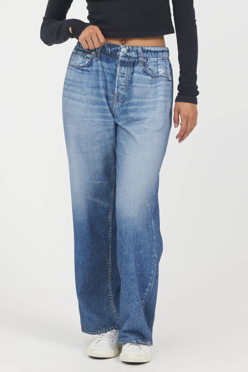 Denim Fleece Wide Leg Pant