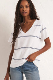 Girlfriend Twin Stripe V-Neck