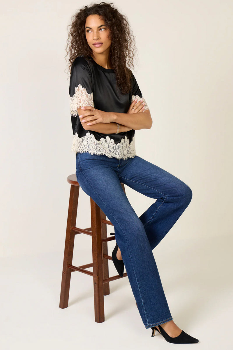 One of a Kind Satin Lace Top