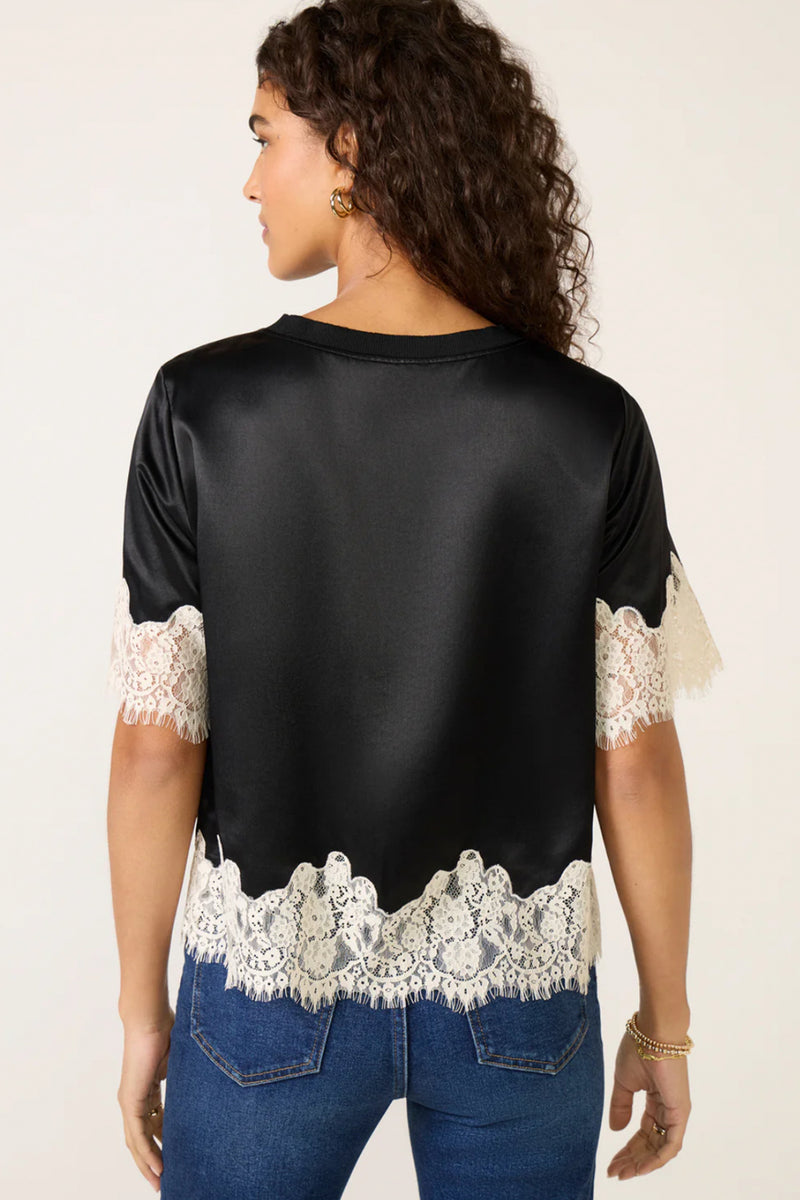 One of a Kind Satin Lace Top