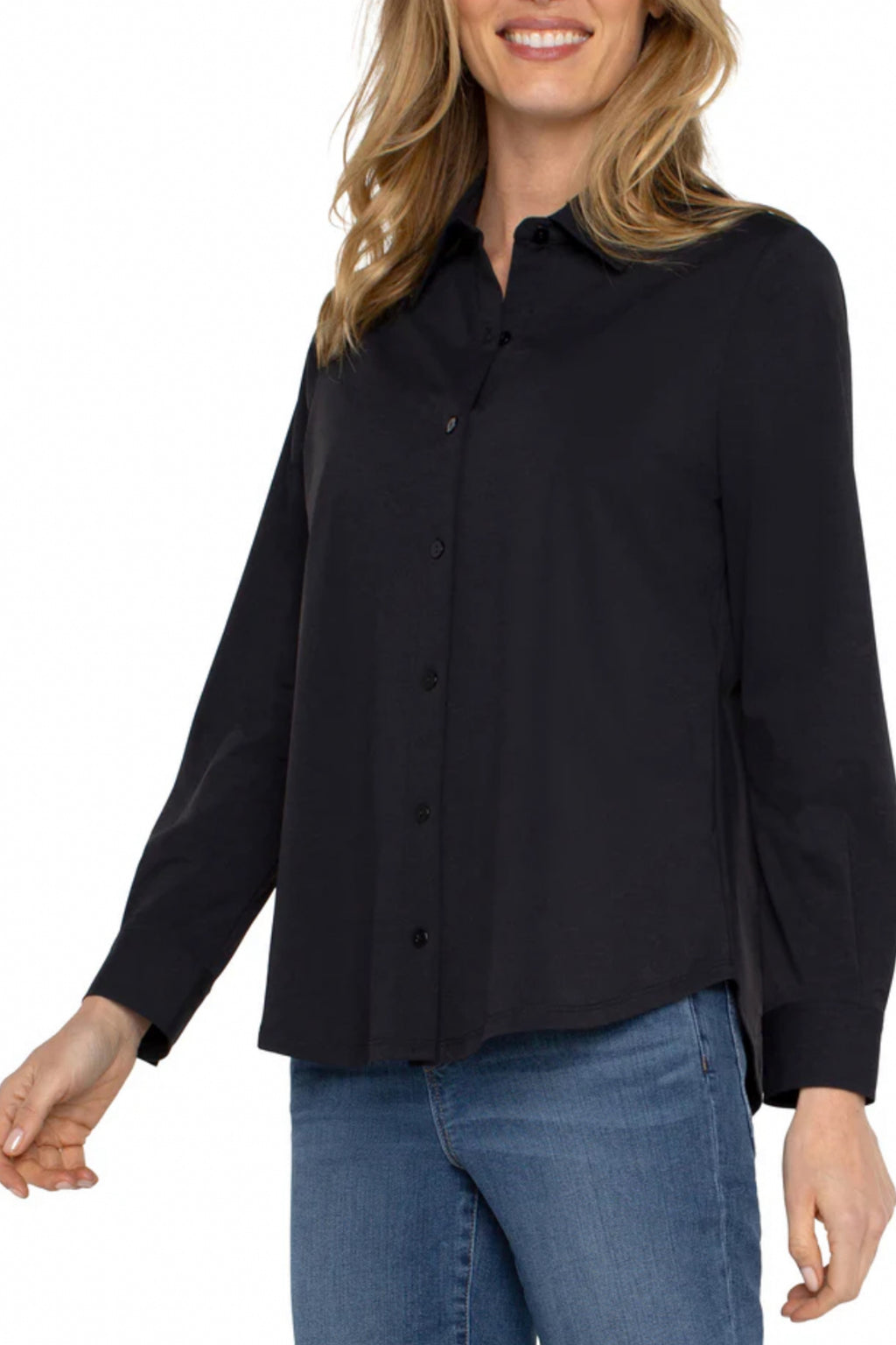 Long Sleeve Button Front Knit Shirt