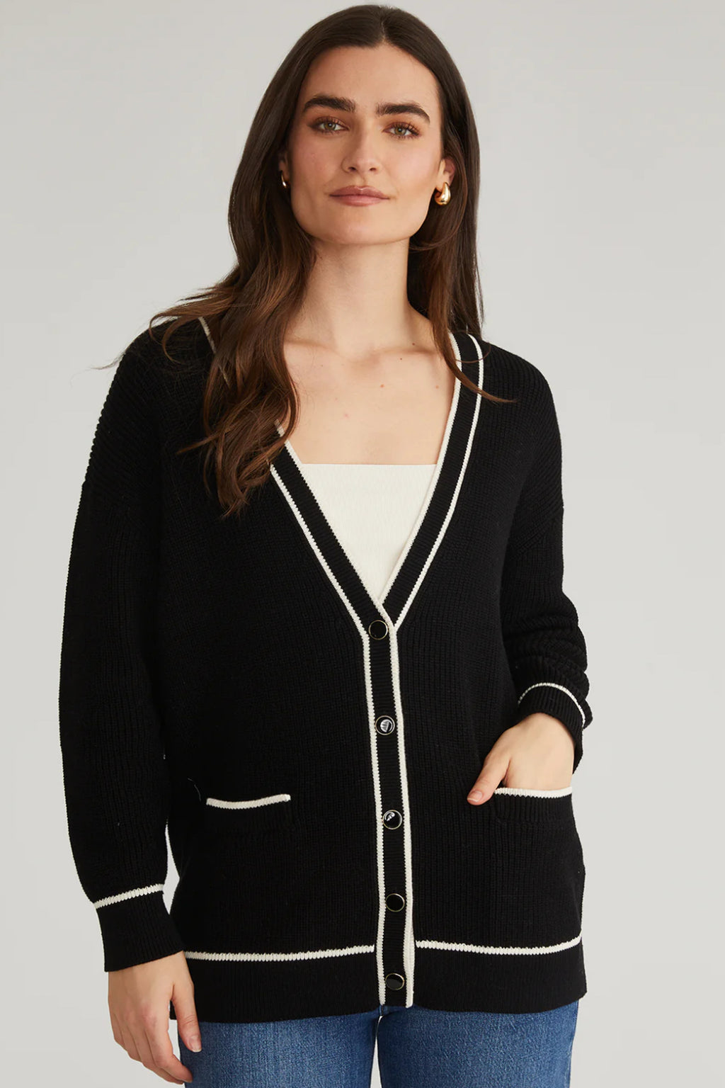 Emma Oversized Cardi With Tipping