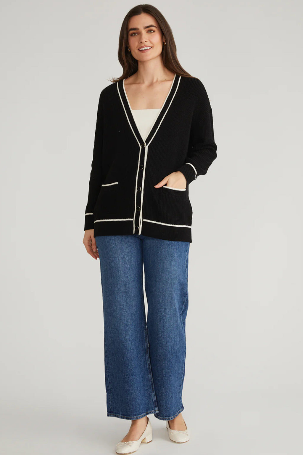 Emma Oversized Cardi With Tipping