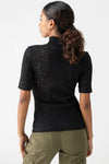 Short Sleeve Lace Mock Knit Top