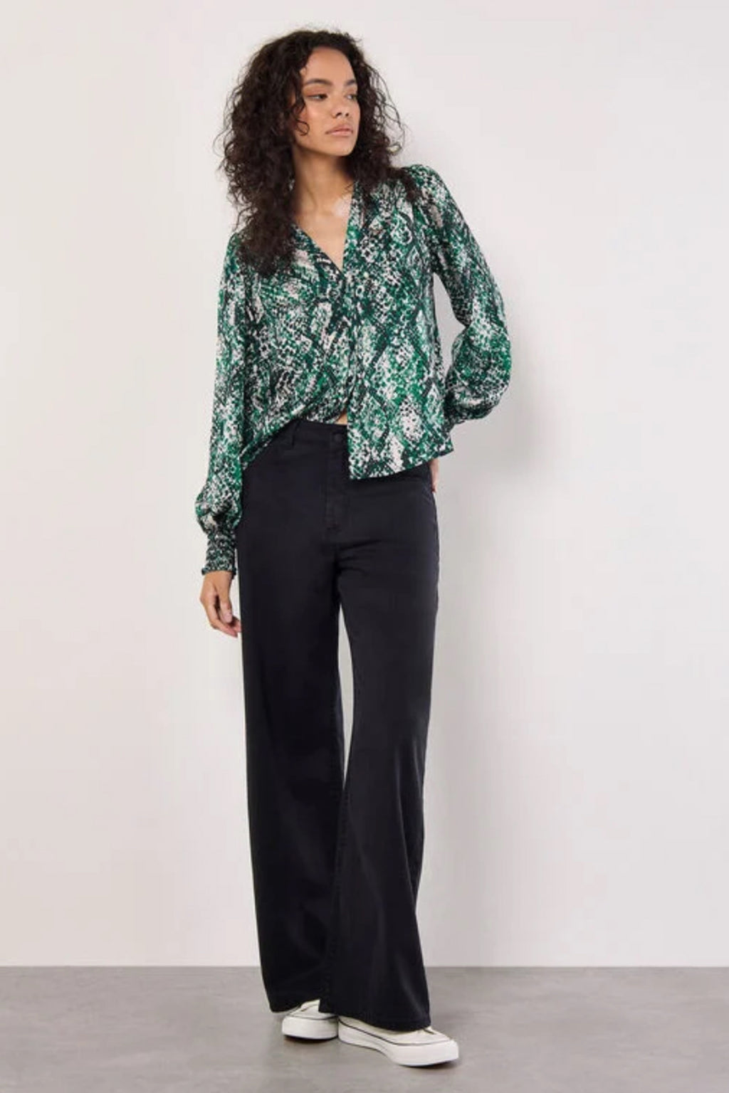 Snakeskin Smock Sleeve Blouse