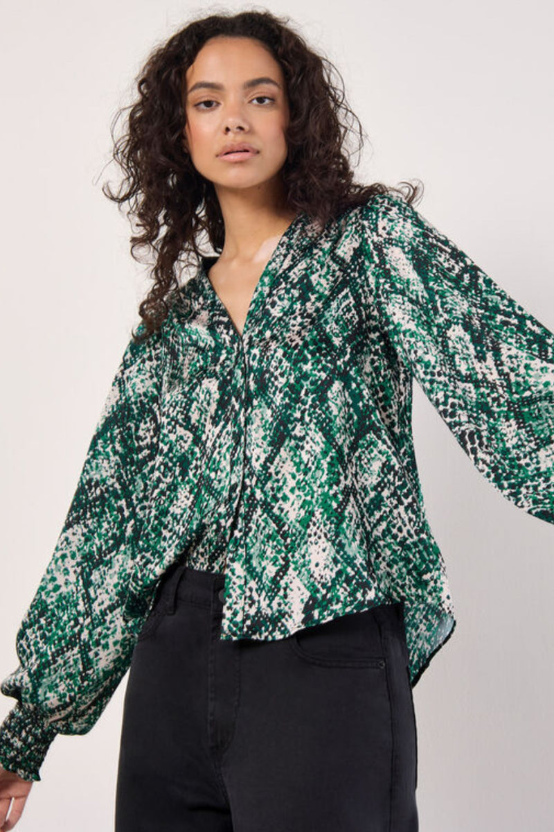 Snakeskin Smock Sleeve Blouse