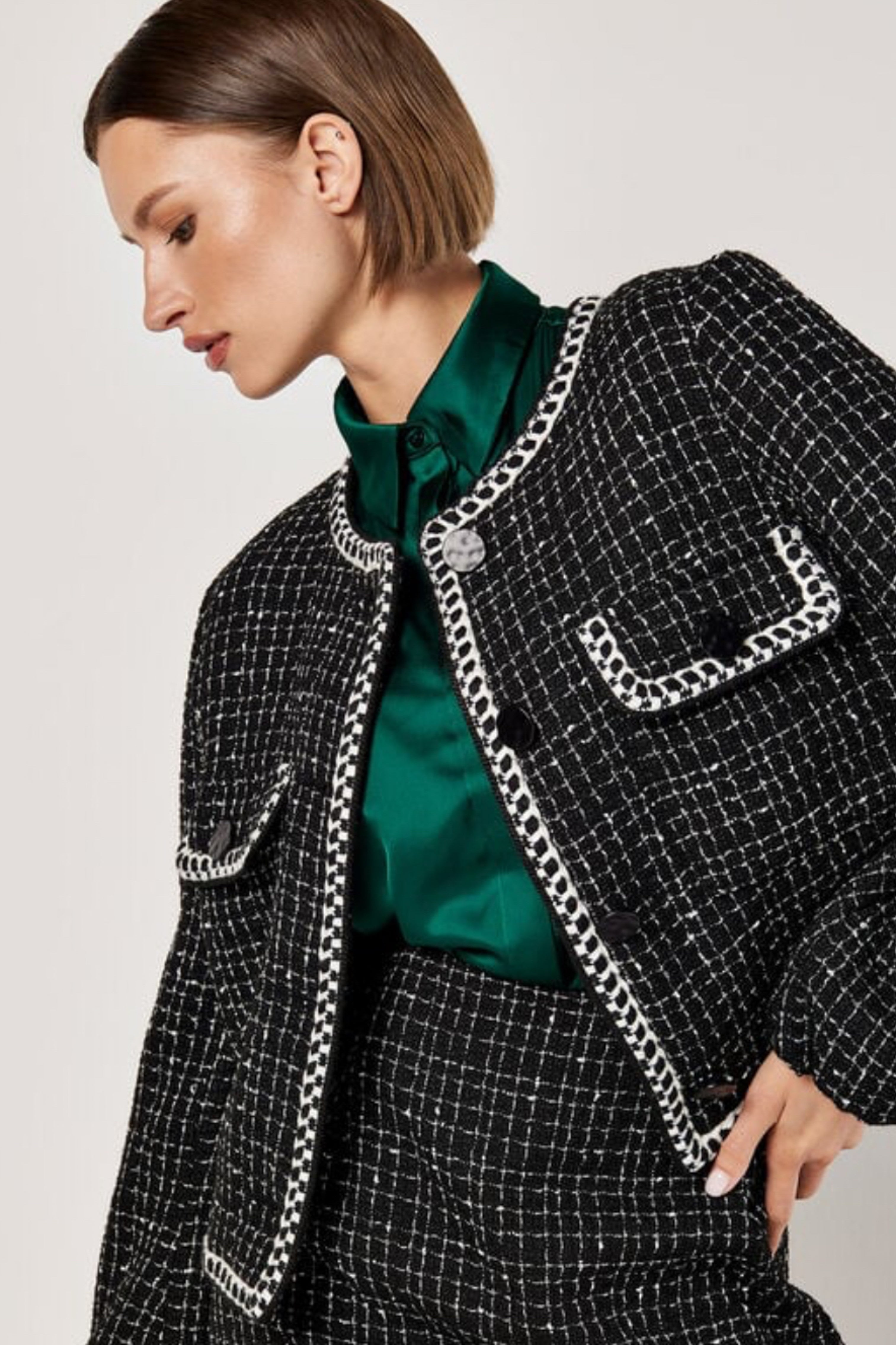 美品　BOWTE/バウト　CHECK TWEED SHORT JACKET New Look Tweed Short Jacket - Size 8 – Sunshine Thrift