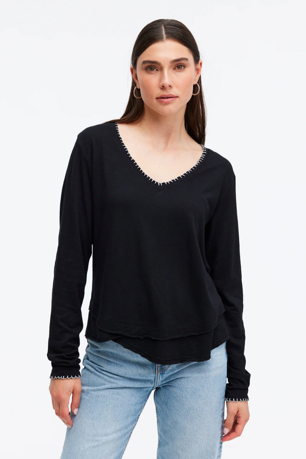 Whipstitch Ava V-Neck Long Sleeve V-Neck