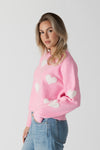 Isla Crewneck Knit With Sherpa Hearts