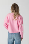 Isla Crewneck Knit With Sherpa Hearts