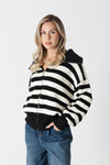 James Striped Zip-Up Collared Cardigan