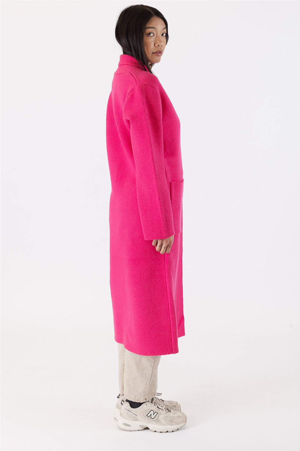 Pink wool long on sale coat